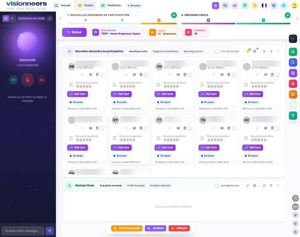 Base de panélistes qualifiés