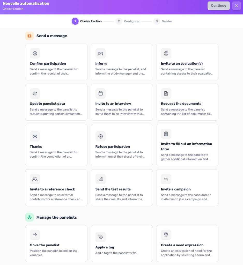 Interface Suivi & Actions Automatiques